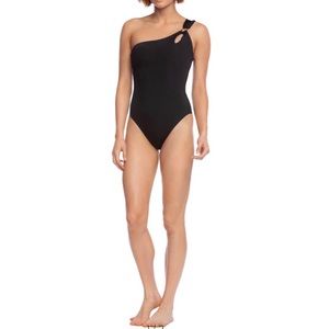 Trina Turk One shoulder One piece swimsuit 8 black